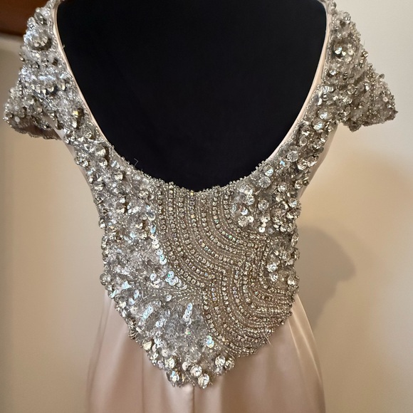 Elegant Beaded Satin Dress - Picture 8 of 10